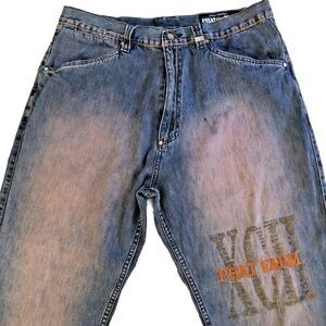 Phat Farm Baggy Jeans Mens Size 36x32 VTG Wide Leg Embellished Skater Grunge